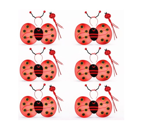 6'lı Uğur Böceği Ateş Böceği Kostüm Seti – Kanat Taç Asa