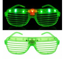 LED Işıklı Panjur Parti Gözlüğü Yeşil Renk Shutter Gözlük