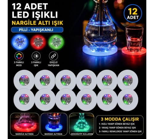 RGB LED Nargile Altı Işık 12’li Set