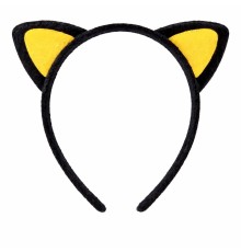 Peluş Kedi Kulak Taç Sarı Siyah – Çocuk Parti & Kostüm Tacı