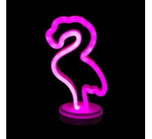 Neon Işıklı Flamingo Yazılı Masa Gece Lambası Pil ve Usb