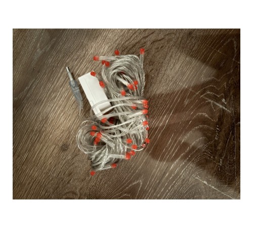 10 M 100 Led Damla Uçlu Kırmızı Işık Şeffaf Kablo MZ-17-5