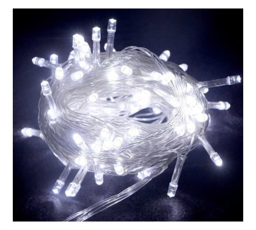 10 M 100 Led Boncuk Lamba Beyaz Işık Şeffaf Kablo MZ-18-11