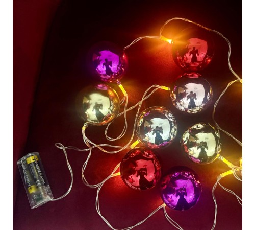 2 Metre 10 Led Pilli 2 Kademeli Parlak Top Led Yılbaşı Ağacı Süsü MZ-3