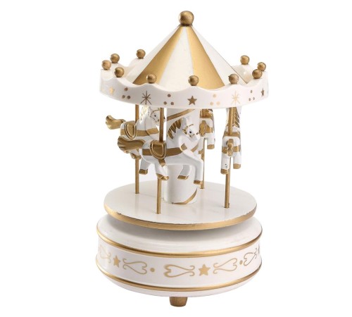 Atlı Karınca Müzik Kutusu Gold-Beyaz Renk MZ-417