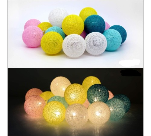 2 M 10 lu Işıklı Renkli Top Dekoratif Süs Pilli