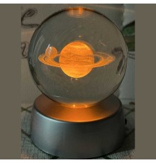 Plastik Altlıklı Satürn Işıklı Cam Küre 6 Cm MZ4-2357