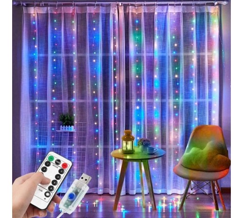 Tel Perde Led 3 x 3 M 300 Led RGB