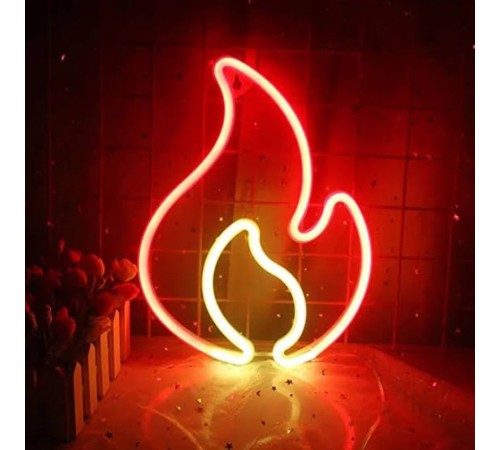 Duvara Asmalı Neon Alev 30 × 23 Cm