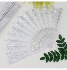 12 li Beyaz Plastik Kumaş Yelpaze