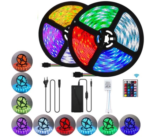 Animasyonlu Tak Çalıştır Kumandalı Rgb Şerit Işık Aydınlatma Şerit Led 10 Mt