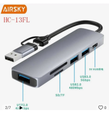 Airsky Hc13Fl 5 İn 1 Usb Type-C 2 İn 1 Çevirici