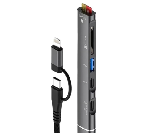 ZR563 Lightning Type-C 5 İn 1 Usb Hub Card Reader