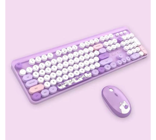 Hello Bear Mor Klavye Mouse Set