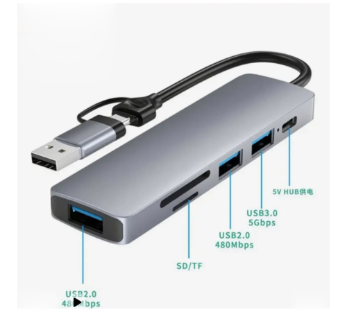 Airsky Hc13Fl 5 İn 1 Usb Type-C 2 İn 1 Çevirici
