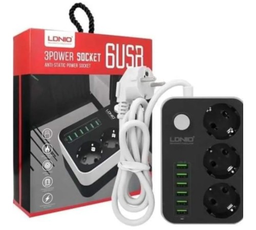 SE3631 3lü Priz 6 Usb Coğaltici Akim Korumali Priz