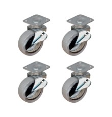 Furç Tablalı Bilyalı Teker (Frenli) - 20x50 - Gri HKS177 - 4 Adet