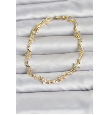 Pirinç Gold Renk Zirkon Taşlı Ay ve Yıldız Model Kadın Bileklik TJ-BB8500