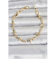 Pirinç Gold Renk Sıralı Deniz Yıldızı Model Kadın Bileklik TJ-BB8501