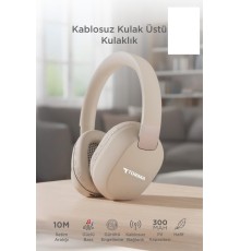 Bluetooth Kulaklık Kulak Üstü Kablosuz Kulaklık HD50 Bej