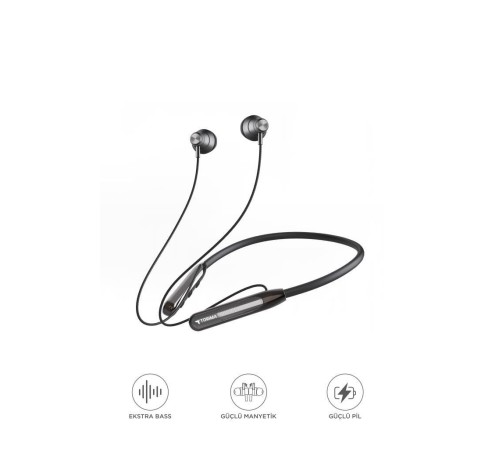 Bluetooth Kulaklık Boyun Askılı Neckband ENC Extra Bass Manyetik Kulaklık TB10 Siyah