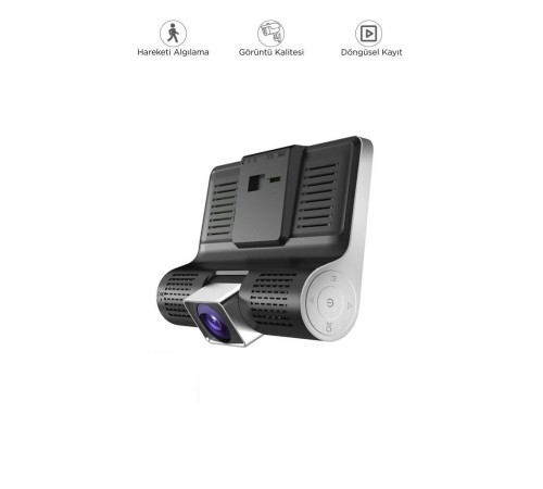 Araç İçi Kamera Gece Görüşlü 1080P G Sensörlü 3 Kameralı Geri Görüş Kamerası TA02 Siyah