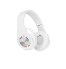 Bluetooth Kulaklık Rgb Işıklı Kulak Üstü Kablolu Kablosuz Kulaklık B39S Beyaz
