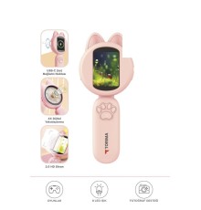 Mini Dijital Mikroskop Led Işıklı HD IPS Ekranlı Eğitici Oyuncak TSM02 Pembe