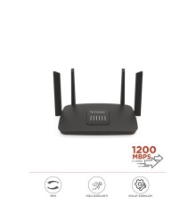 Çift Bant Kablosuz Wifi Router 1200Mbps 2.4GHz ve 5GHz 4 Antenli AC06 Siyah