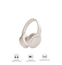 Bluetooth Kulaklık Kulak Üstü Kablosuz Kulaklık TH53 Bej