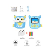 Dijital Fotoğraf Makineleri Çocuk Termal Resim Kağıt Baskılı Yazıcı Kamera Video Makinesi CMR20 Mavi