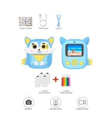 Dijital Fotoğraf Makineleri Çocuk Termal Resim Kağıt Baskılı Yazıcı Kamera Video Makinesi CMR20 Mavi