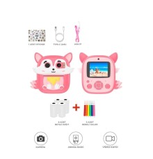 Dijital Fotoğraf Makineleri Çocuk Termal Resim Kağıt Baskılı Yazıcı Kamera Video Makinesi CMR20 Pembe