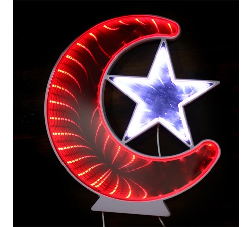 Ay Yıldız Işık Pano Türk Bayrağı LED Dekoratif Aydınlatma Duvar Süs WT-BM079