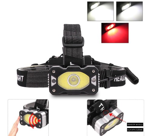 4 Modlu Sensörlü Şarjlı Kafa Lambası Güçlü LED Aydınlatma Yüksek Performans WT-248