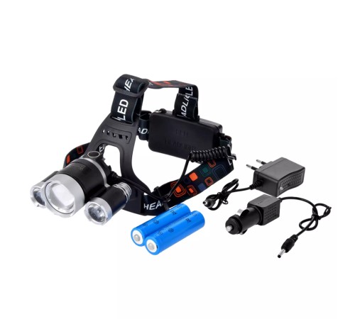 Şarjlı 3 Başlıklı Kafa Lambası Güçlü LED Işık Yüksek Performans WT-256