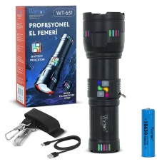 30000 Lümen Profesyonel El Feneri Yüksek Performanslı Güçlü LED Aydınlatma WT-631
