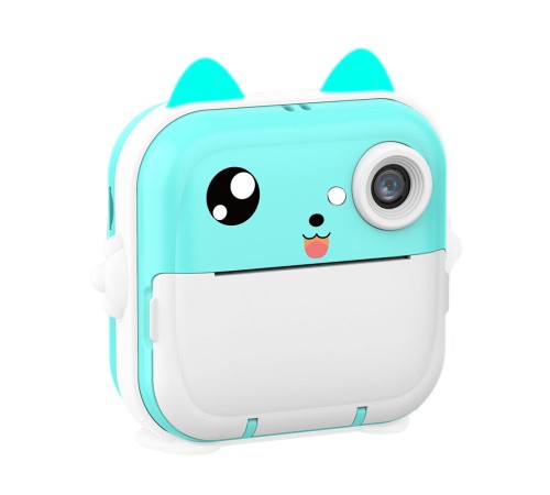 Anlık Termal Yazıcılı Dijital Çocuk Kamerası 2.0 Inc HD Şipşak Fotoğraf Makinesi AE110 Mavi