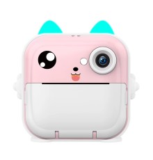 Anlık Termal Yazıcılı Dijital Çocuk Kamerası 2.0 Inc HD Şipşak Fotoğraf Makinesi AE110 Pembe