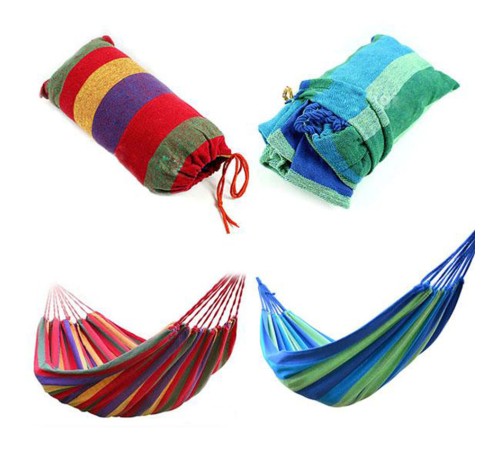 Kanvas Çantalı Hamak Çubuklu Mavi Çizgiler 190 x 80 CM