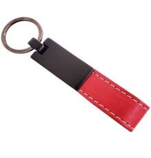 Kırmızı Deri Metal Anahtarlık