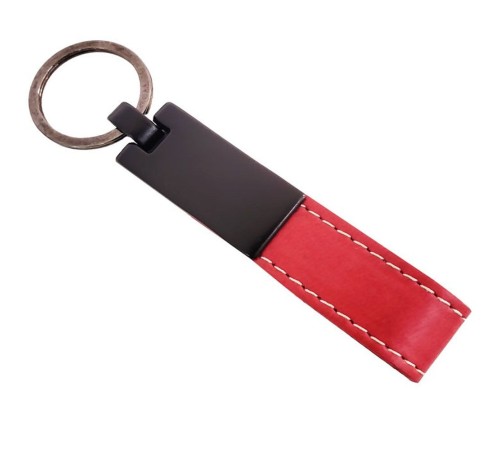 Kırmızı Deri Metal Anahtarlık