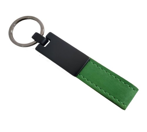 Yeşil Deri Metal Anahtarlık