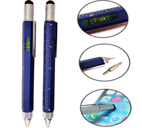 Cetvelli Tornavidali Su Terazili İlginç Dokunmatik Mimar Mavi Kalem