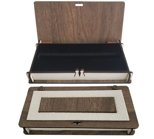 Deri Ahşap Süngerli Kalem Kutusu