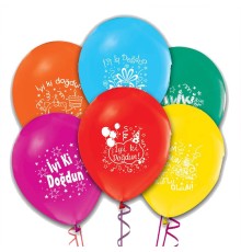 12 Inc 100 Adet İyiki Doğdun Yazılı Balon
