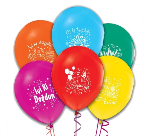 12 Inc 100 Adet İyiki Doğdun Yazılı Balon
