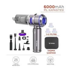 Üflemeli Şarjlı Araç Mini EL Süpürgesi 16.000PA Emiş Güçlü 4İN1 Araba Süpürgesi Mavi HL121