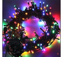 10m Boncuk Lamba RGB 8 Fonksiyon 100 Led Fişli Uzatma Kablolu siyah kablo
