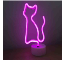 Neon Işıklı Kedi Lamba Pil ve Usb Pembe Işık MZ6200-260